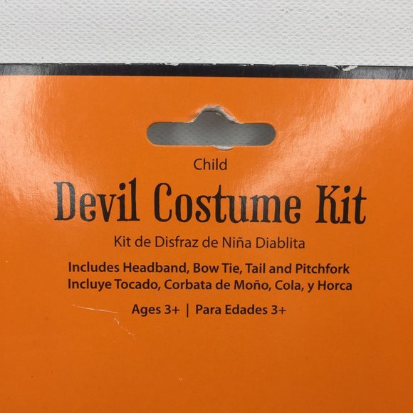 Halloween Child Red Devil Costume Kit Horns Headband Bow Tie Tail Pitchfork - Picture 4 of 5